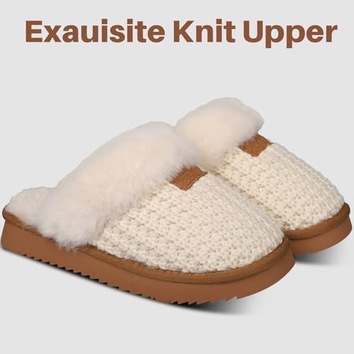 Cozy Knit Women's Slippers - Warm Shearling House Shoes for Winter, Indoor/Outdoor2