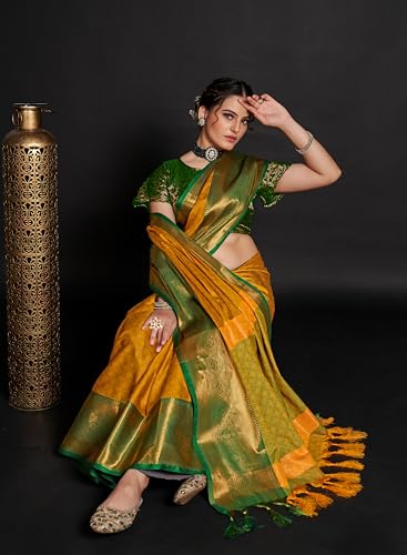 Image of Avantika Fashion Women's Woven Cotton Silk Art Silk Banarasi Saree With Blouse Piece