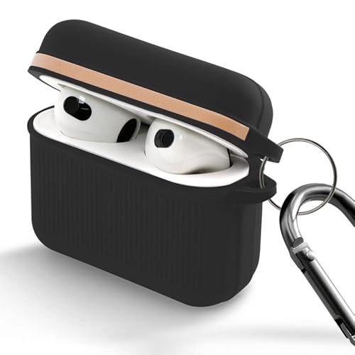 ＺＮＸ＼ＺＥＮＩＸ AirPods 第3世代 ケース AirPods3 ケース シリコン カラビナ付 ブラック ZX-linpods (AirPods 3, ブラック)