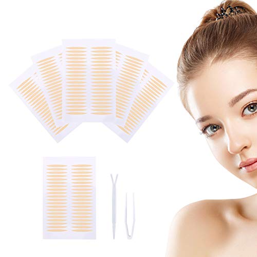 SUSSURRO 2400 Pcs /1200pairs eyelid stickers makeup with 2 Clip,Natural Double Eyelid Stickers Breathable Invisible Single Side Eyelid Tape Stickers Perfect for Hooded, Droopy, Uneven, or Mono-eyelids