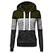 Produktbild Mode Damen Pullover Sweatshirt Hoodie Lässige Hoodie Frauen Sweatshirt Patchwork Pullover Soft Shirt Hoody Hoodie Sweatshirt Outwear XL Grün