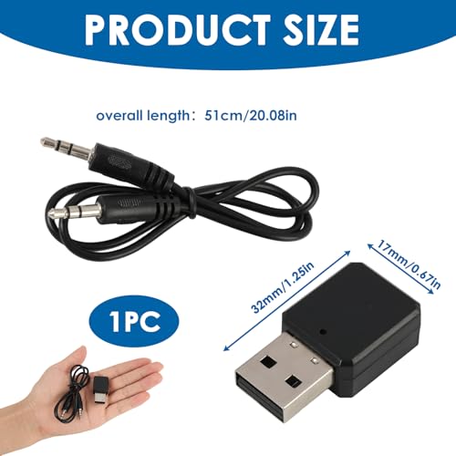 Adaptateur Bluetooth USB 5.1 Voiture, Récepteur Bluetooth USB Audio AUX, Câble 3,5 mm, Micro Intégré Appels Mains Libres, Autoradio, Enceintes, Amplificateurs, Diffusion Musique sans Fil, Plug & Play – vue 2