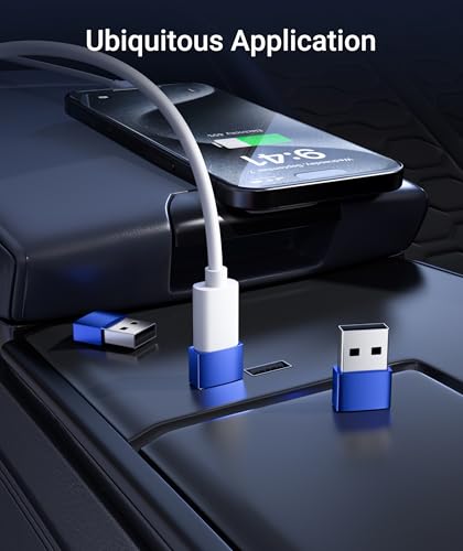 Image of Syntech USB C Female to USB A Male Adapter 3 Pack, Type C Charger Cable Power Adapter Compatible with iPad Air 7, iPhone 17 /16 /15 /14 /13 Pro Max, Apple Watch Series 10 /9 /8, Samsung Galaxy S20 etc, Blue