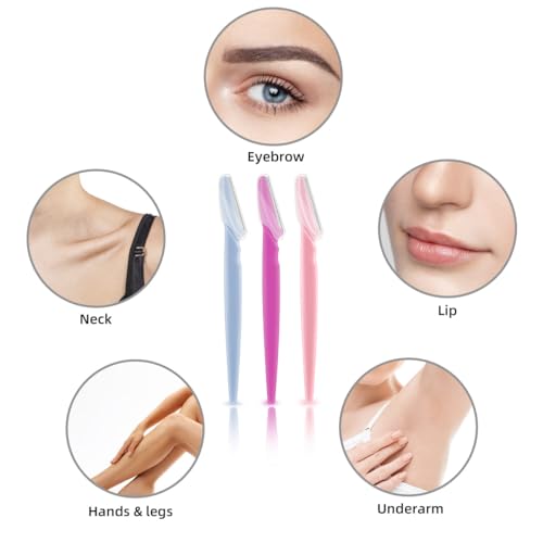 12 Pieces Eyebrow Razor for Women Face Razors Dermaplaning Tool Eyebrow Trimmer Facial Razor with Safety Cover Multipurpose Hair Removal Shaver with Precision for Men Professional Dermaplane Razor