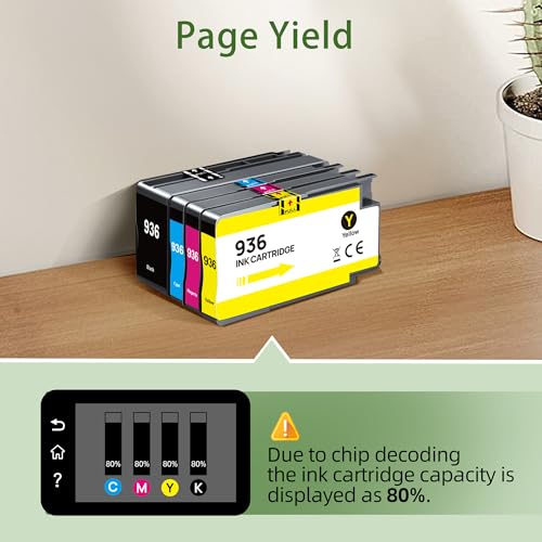 Image of 936XL Ink Cartridge Combo Pack Compatible | Black, Cyan, Magenta, Yellow (4-Pack) | Works with HP OfficeJet Pro 9125e, 9120e, 9135e, 9120, 9130, Wide Format 9730