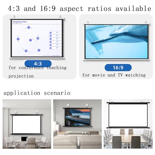 Pantalla de proyector manual 72 pulgadas 16:9 blanca miniatura 6