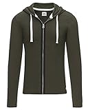 edc by ESPRIT Herren 026CC2K012-Jacke Sweatshirt, Grün (Khaki Green 350), X-Small