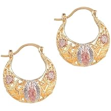 Vintage Virgen De Guadalupe Earrings Virgin Mary Guadalupe Earrings for Women Gold Virgin Mary Flower Basket Earrings Religious Themed Gifts for Daily Wear Church Gatherings