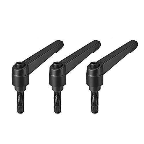 Image of uxcell M8 x 25mm Handle Adjustable Clamping Lever Thread Push Button Ratchet Male Threaded Stud Knobs Locking Rotating Screw Handles Quick Release Bolt Black 3pcs