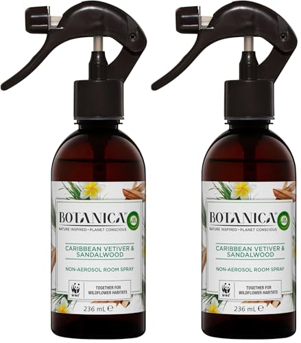 Botanica Room Spray, Caribbean Vetiver & Sandalwood, 236mL (Pack of 2)