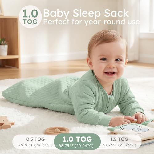 Image of Yoofoss Baby Sleep Sack 18-24 Months 1.0 Tog Long Sleeve Organic Cotton