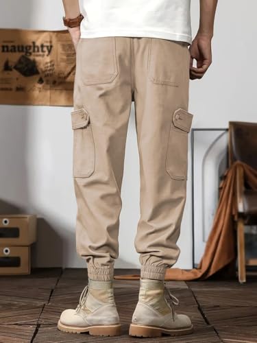 Image of Leriya Fashion Men's Cargo Pants | 6 Pocket Cotton Cargo Joggers for Men | Loose Fit Stylish Pant with Pockets | Casual Baggy Trousers & Streetwear Lower