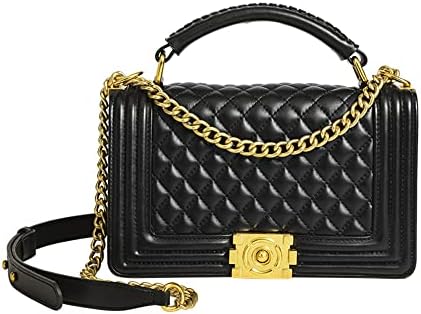 Movefad Women Satchel Handbags Quilted Crossbody Bags PU Leather Ladies Shoulder Bag Chain Strap Clutch Purse