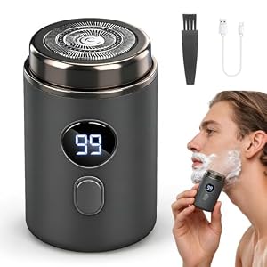 Elektrorasierer Herren, Tragbarer Mini Rasierer Herren, Wasserdicht Rasierer Herren Elektrisch, Nass und Trockenrasierer, Wiederaufladbar Elektrorasierer für Zuhause und Reisen (Mit 1 Ersatzklinge)