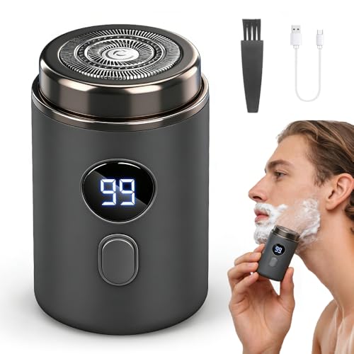 Elektrorasierer Herren Tragbarer Mini Rasierer Herren Wasserdicht Rasierer Herren Elektrisch Nass und Trockenrasierer Wiederaufladbar Elektrorasierer für Zuhause und Reisen (Mit 1 Ersatzklinge)