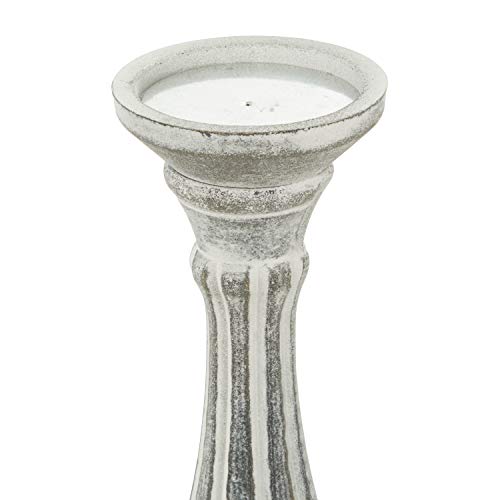Deco 79 Wood Turned Style Candle Holder, Set Of 3 15", 13", 11"H, White #TOP7