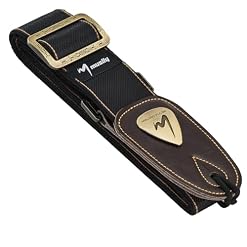 Guitar Strap, Discover Unrivaled Comfort with Premium Denim & Cotton for Bass, Acoustic & Electric Guitars – Durable Double-Layer Leather Ends & Eye-Catching Metal Embossed Logo! (Black) - Les Beatles, Paul McCartney, John Lennon, RIngo Starr, George Harrison