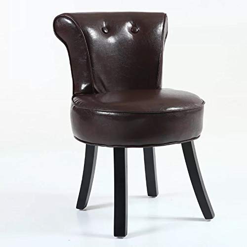 GWW Chair Shabby Chic Padded Vanity Stool, Fan Back Dressing Chair with Wood Leg GWW Chair Shabby Chic Padded Vanity Stool, Fan Back Dressing Chair with Wood Leg