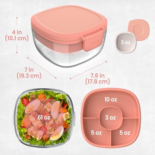 Image of Bentgo Glass Salad Container with Airtight Lid & Leak-Proof Sauce Cup
