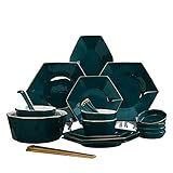 Lensemble comprend 4 petites cuillères, 1 grande cuillère, 4 paires de baguettes dorées, 4 bols de 11,4 cm, 1 bol de 18 cm, 4 soucoupes, 2 assiettes plates de 20 cm, 4 assiettes plates de 25 cm et 1 assiette plate de 30 cm.