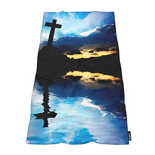 Moslion Soft Bath Towels Sunset Night Jesus Christ Christian Comfy Bathing/Beach/Camping Towel for Women Men Girls Boys Large Size 64x32 Inches