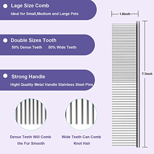 Slicker Brush For Dogs & Pet Comb Value Kit,Large Dog Slicker Brush For Goldendoodles Poodles Doodle With Ergonomic Solid Wooden Handle Best Extra Long Pin Dog Grooming Brush For Medium & Long Haired Dogs Neathoiho (Purple) #TOP4