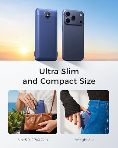 VEGER Portable Charger, Ultra Slim Power Bank Built in Wall Plug and Cables — view 6