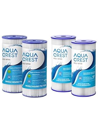 AQUA CREST FXHSC 5 Micron Whole House Water Filter, with 20 Micron Sediment Filters, Replacement for GE® FXHSC, GXWH40L, GXWH35F, 10" x 4.5", Pack of 2 Each, Bundle