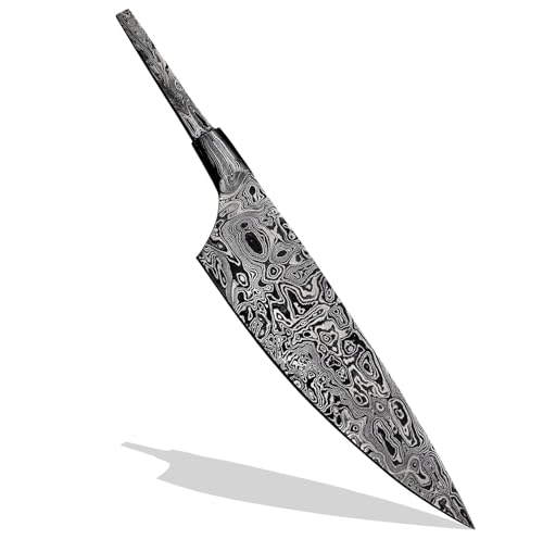 Custom Damascus Steel Forged Chef Knife Blank – Hand-Forged 66-Layer High Carbon Damascus Blade Blank for Knife Making | Integral Damascus Bolster | DIY Custom Handle | Professional Chef Knife Blank (FBB-A) by Hercules Knives - Used condition - Image 2