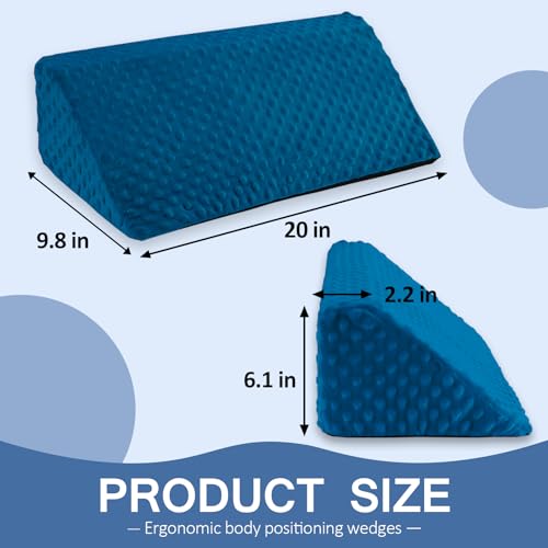 Jacobable Wedge Pillow for Side Sleeping, Body Positioning Foam Wedge Pillow, Side Wedge Pillow for Sleeping Non-Slip Back Positioning Pillow for Bed Sore Wedge (Blue)