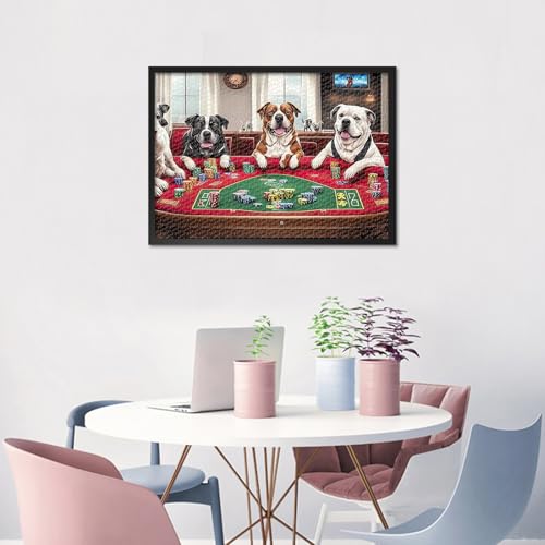 Puzzle 1000 Teile - Süße Hunde Spielen Poker im Casino 1000 Puzzle, Geschicklichkeitsspiel für Die Ganze Familie, Erwachsenenpuzzle ab 6 Jahre Fertige Größe 50x70cm