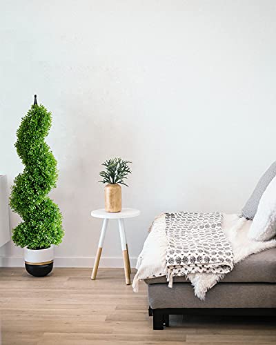 momoplant Artificial Topiary Outdoor Boxwood Spiral Topiary Tree 3ft (2 Pieces) Faux Topiary Tree Outdoor Feaux Plant for Decorative Indoor/Outdoor/Garden (35inch)