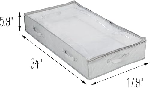 Miniatura 4 de Honey-Can-Do Paquete de 3 bolsas de almacenamiento de tela debajo de la cama para ropa y mantas con ventana y asas, 34 x 17.9 x 5.9 pulgadas, color