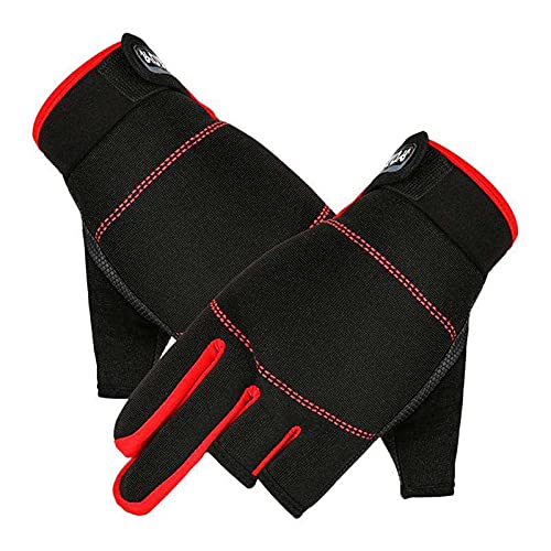 AMLESO 1 par de luvas de pesca quentes, 3 dedos de corte, luvas de ciclismo, luvas – preta