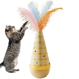 Cat Toys for Indoor,Wooden Pet Enrichment Game - Wobble Ball Interactive Cat Toy,for Play Exercise Game Lick Whack Small Animal Pets Christmas Windowsill