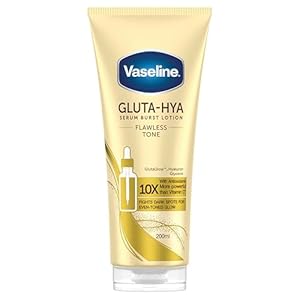 Vaseline Gluta-Hya Flawless Tone Serum Burst Lotion Moisturiser – Body Lotion with GlutaGlow™, Glycerol, Hyaluron & Antioxidants 10x Stronger Than Vitamin C*, Reduces Dark Spots in 5 Days 200ml