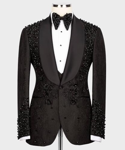 Tailored Men's Tuxedo Groom Wear Wedding Luxury Applique Beads Slim One Button Blazer Dress Jacket for Prom Dinner2