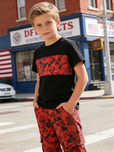 Image of 5-12 Years Boys Clothing Set Camo Hoodie & Cargo Pants Outfits Set 2025 Fashion Clothing