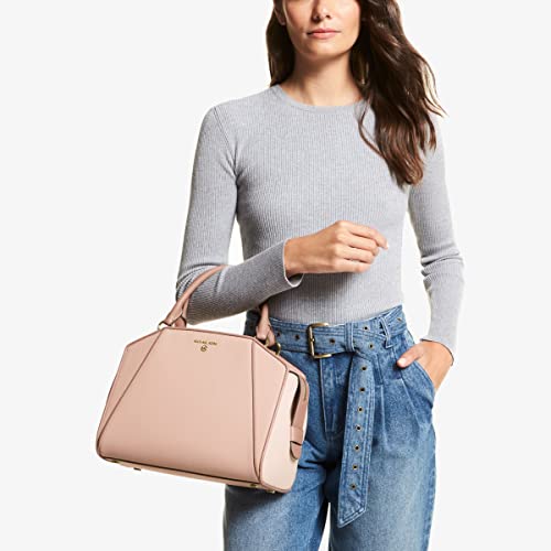 Image of Michael Kors Cleo Medium Satchel Soft Pink /Light Cream /Fawn One Size