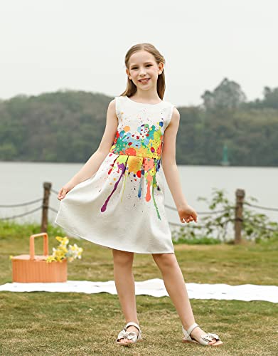 21Kids Creative Art Colorful Paint Print Easter Dress For Summer Girls Casual,10,Art Paint #TOP4