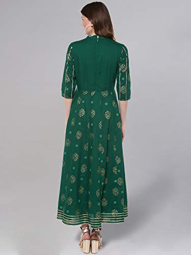 idaLia Gold Print Anarkali Kurta - Image 4