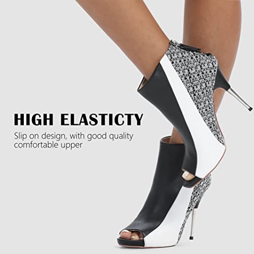 CAMSSOO Ankle Boots for Women, Peep Toe Stiletto Zipper Fashion High Heel Booties Party Wedding Prom4