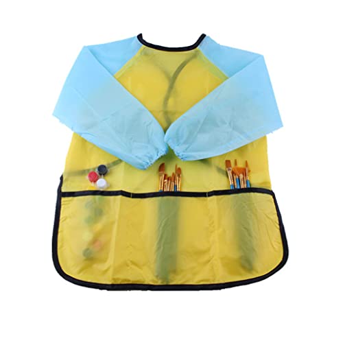 Avental de pintura infantil 1 peça avental com mangas e 3 bolsos para arte escolar, pintura de arte,