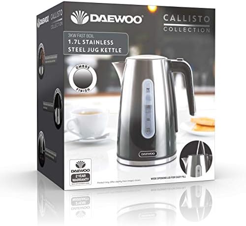 Daewoo SDA1836 Callisto Mirror Finish 1.7L Kettle, Removable & Washable Limescale Filter, Fully Rotational Base, Concealed Heating Element- Ombre Effect