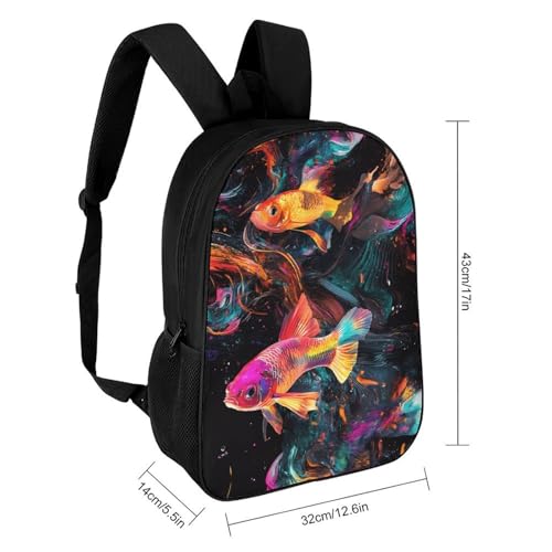 Colorful Betta Fish Unisex Backpack 17" Casual Daypacks Simple Shoulders Bag for Camping Hiking Travel Gear2