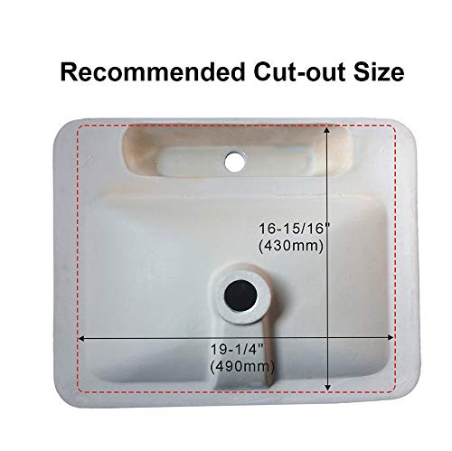 Winzo Wz6123 Drop-In Bathroom Sink, Rectangle Semi-Recessed Porcelain Vanity Basin Single Faucet Hole White #TOP4