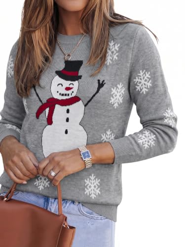Image of Arach&Cloz Women's Wool Blend Classic Crew Neck Casual Fall Sweaters