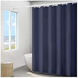 DAIHAN Tende Doccia Anti-Muffa in Poliestere, Tenda Vasca da Bagno Lavabile con Anelli, Impermeabile e Facile da Pulire Blu navy 200X180cm
