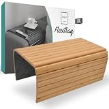 D&D Living Sofatablett - Couch Ablage flexibel für Armlehne aus natürlichem Holz | Tablett für Sofa, Bambus Natur (XL)