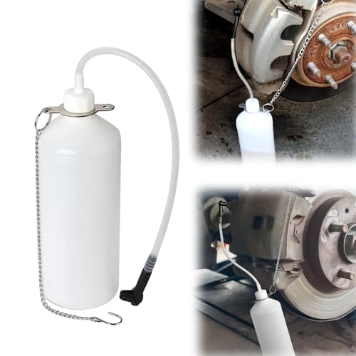 Casenly Flacone di Raccolta del Liquido Freni 1L, Spurgo Freno Bottiglia con Tubo Flessibile 25cm e Raccordo in Gomma, Apparecchiatura per Spurgo Freni, Kit Spurgo Freni Auto per Cambio Olio Scarico